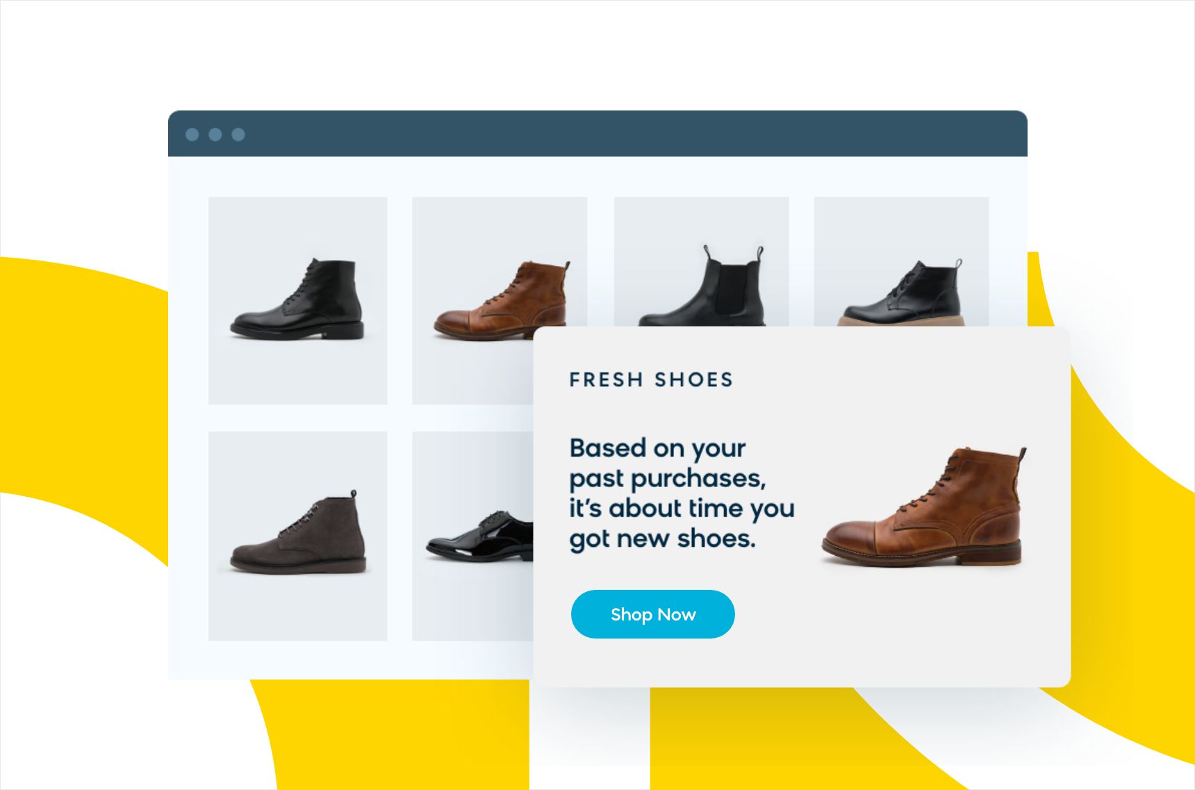 Un message marketing qui présente des produits similaires en fonction du comportement d'achat antérieur du client, ce qui invite les utilisateurs à s'engager davantage auprès d'une marque.
