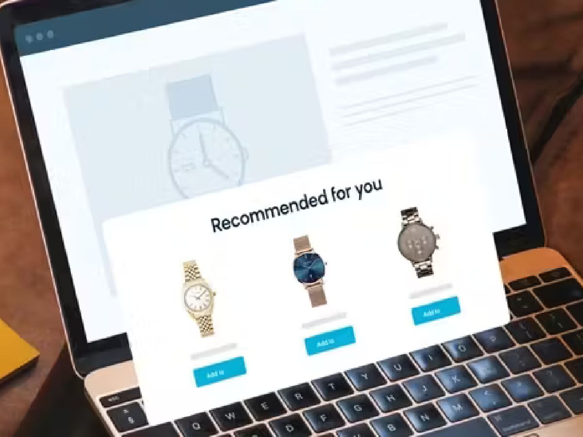 Recommended products on a laptop screen
