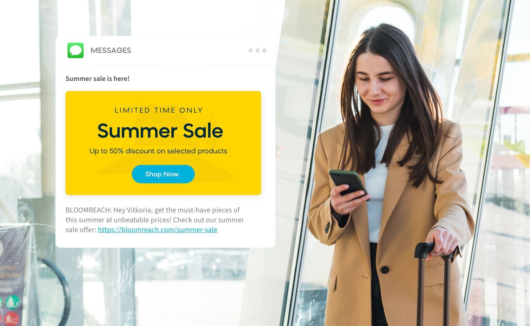 Traveler receiving a personalized marketing communication
