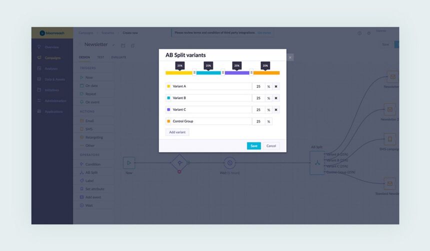 Test A/B de plusieurs variantes de modifications du site web à l'aide de Bloomreach Engagement