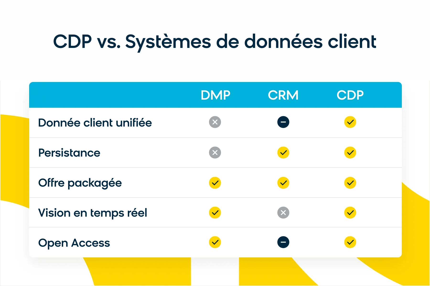 A pros and cons list of customer data platforms  vs. other popular customer data systems