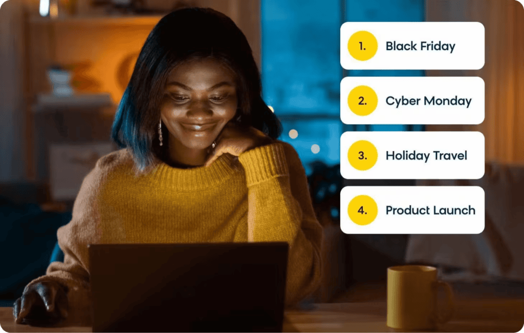 Disponibilité aux heures de pointe pour la vente au détail et le commerce électronique Parce que le cœur de nos campagnes et de nos analyses est stocké dans la RAM, Bloomreach Engagement est rapide en une fraction de seconde, tout le temps, même pendant les heures de pointe et les événements saisonniers.