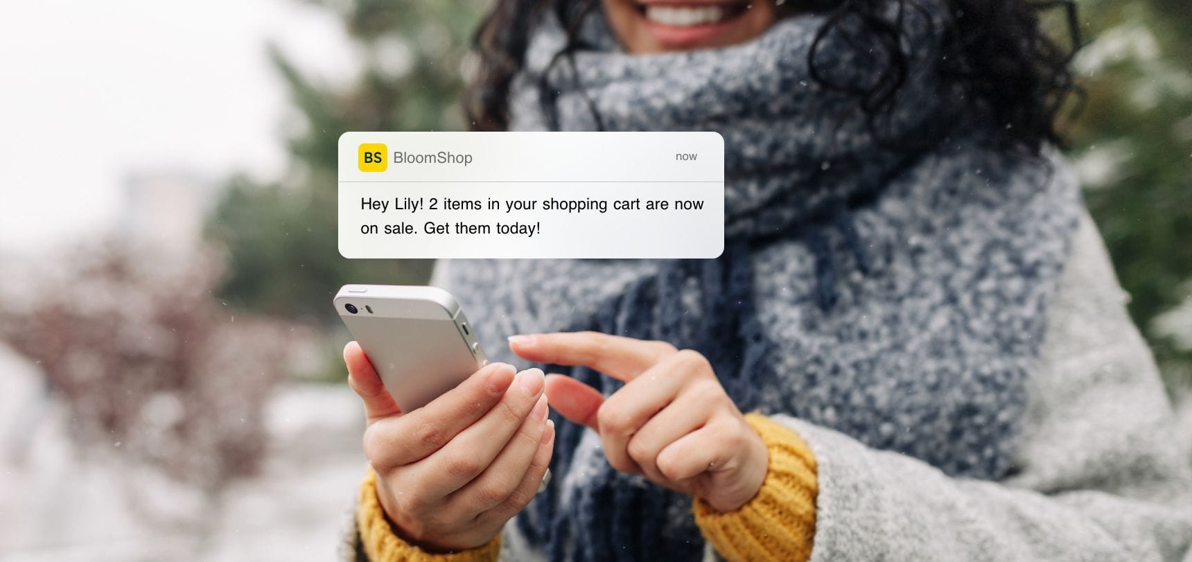 Une campagne de réengagement des abandons de panier envoyée par notification push mobile
