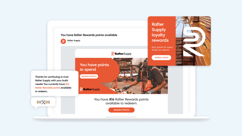 Bloomreach showing how their product can enhance customer loyalty and retention through effective rewards programs