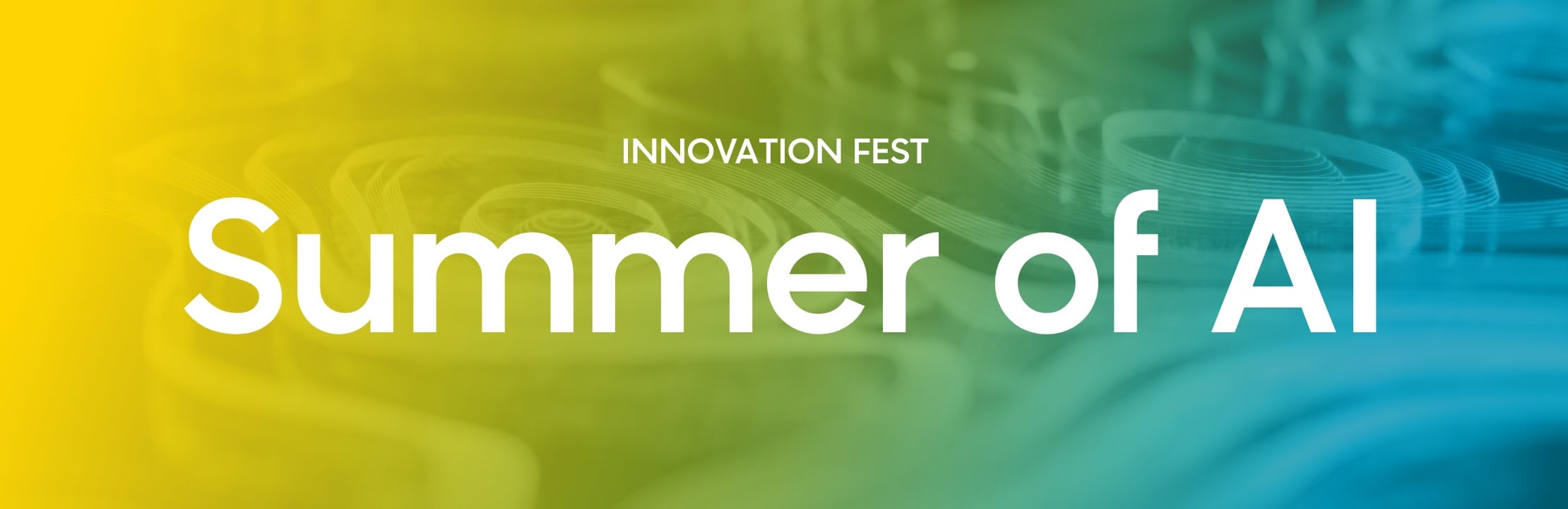 Poster for Summer of AI 2024 featuring a vibrant design with bold typography and abstract graphical elements, symbolizing innovation and technology in artificial intelligence.