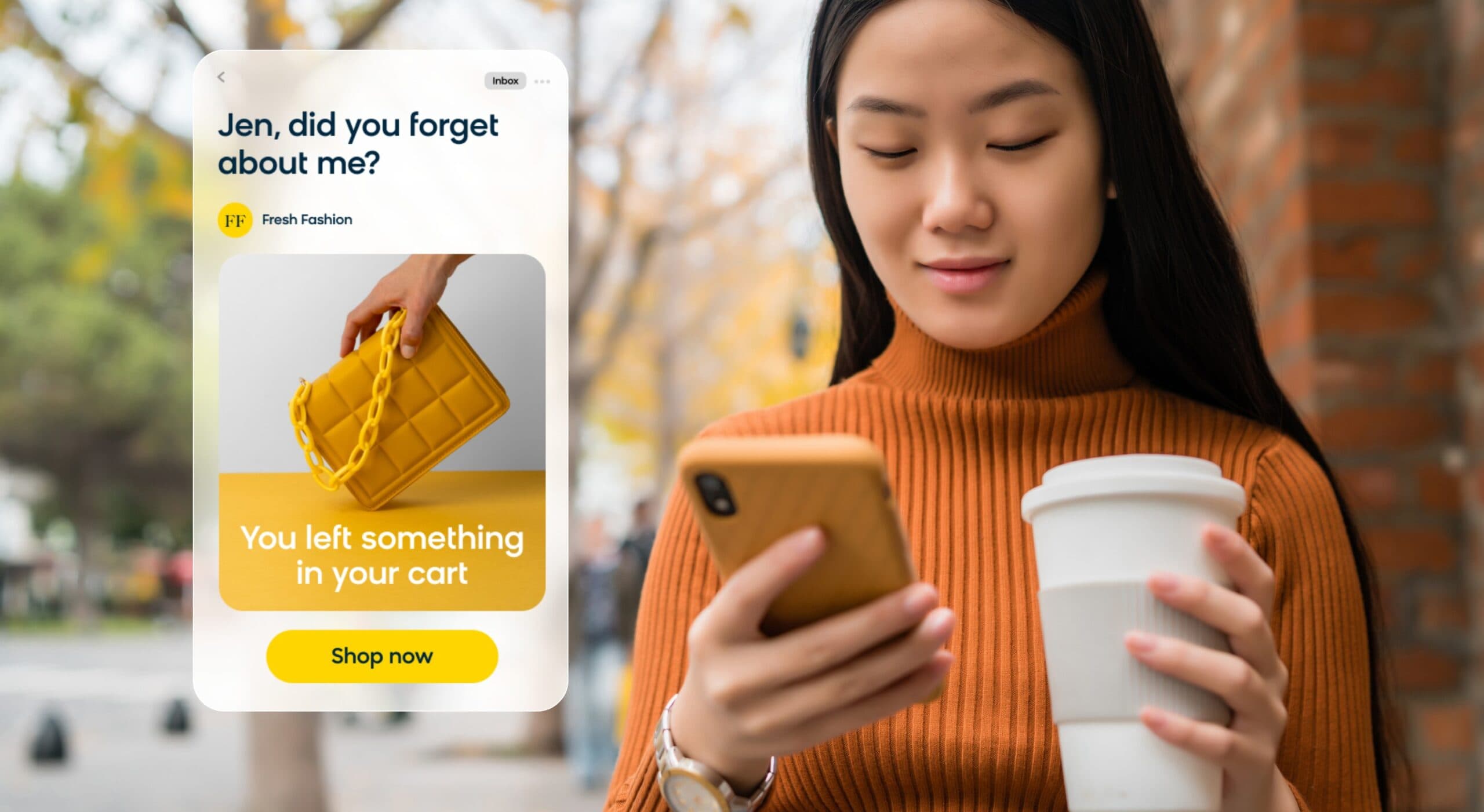 A recipient viewing an abandoned cart email, reminding them that they have items to buy in their shopping cart.