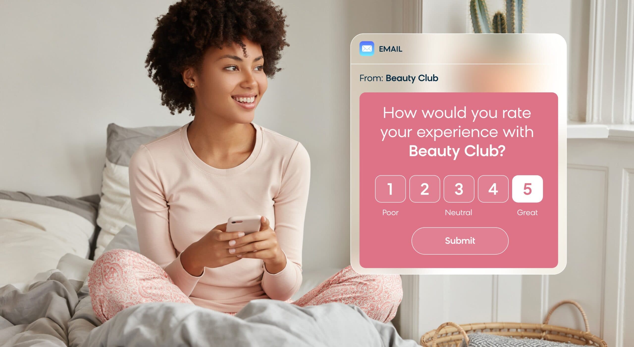 A feedback request email asking a customer to review their shopping experience