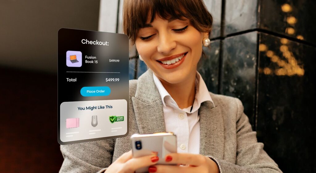 Merchandiser showing personalized recommendations in a checkout page