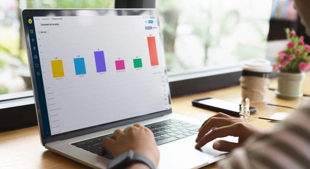 Ecommerce Practitioner Reviewing Data on Work Laptop