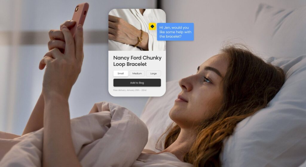 Bloomreach Clarity offering conversational shopping assistance directly on a product landing page